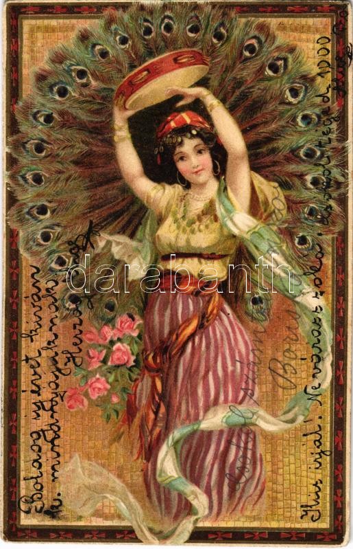 1907 Gypsy lady. Floral, litho (EK)