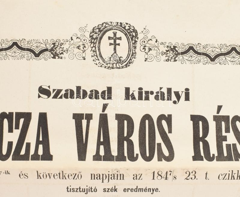 1867 Szabad Királyi Szakolcza város részéről 1867-ik április hó 27-ik és következő napján az 1847/48 23t- czikk értelmében megtartott tisztújító szék eredménye. Nagy méretű plakát 43x51 cm - Image 2