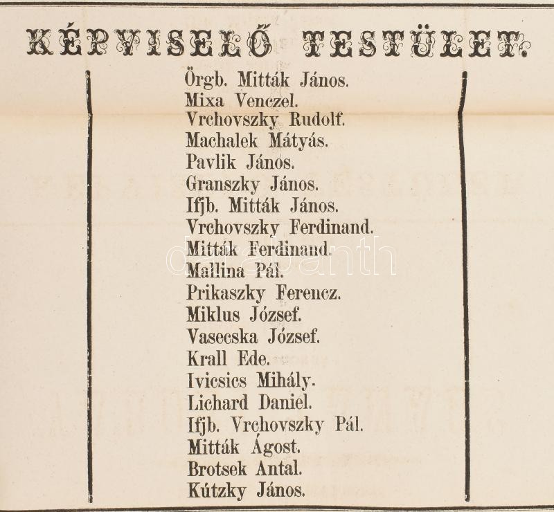 1867 Szabad Királyi Szakolcza város részéről 1867-ik április hó 27-ik és következő napján az 1847/48 23t- czikk értelmében megtartott tisztújító szék eredménye. Nagy méretű plakát 43x51 cm - Image 3