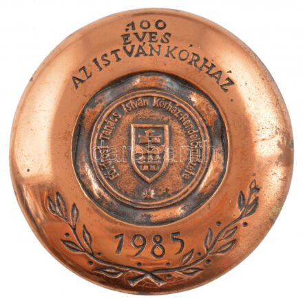 1985. '100 éves az István Kórház - 1885-1985' bronz emlékplakett (~90mm) T:2
