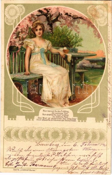 1902 Nun kennst Du den Frühling... Serie 'Liebesträume' Art Nouveau, floral, litho (fl)