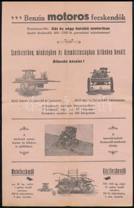 cca 1910 Mátrai Antal tűzoltószergyára reklám nyomtatványok és fotók