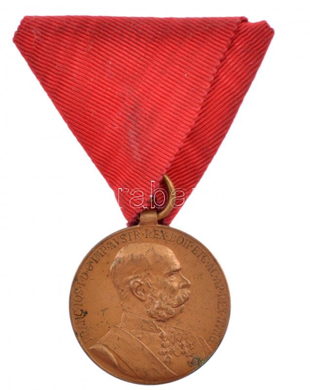 1898. 'Jubileumi Emlékérem Fegyveres Erő Számára / Signum memoriae (AVSTR)' bronz kitüntetés mellszalaggal T:1-,2 Hungary 1898. 'Commemorative Jubilee Medal for the Armed Forces' bronze decoration with ribbon C:AU,XF NMK 249.