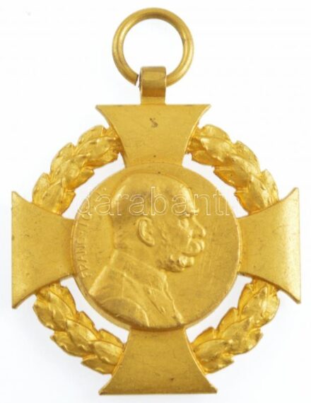 1908. 'Jubileumi Kereszt' aranyozott Br kitüntetés mellszalag nélkül T:1-,2 Hungary 1908. 'Diamond Jubilee Cross' gilt Br decoration without ribbon C:AU,XF NMK 269.