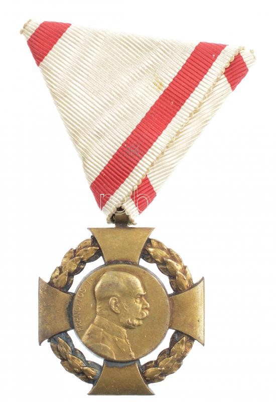 1908. 'Katonai Jubileumi Kereszt' Br kitüntetés eredeti mellszalaggal T:2- Hungary 1908. 'Diamond Jubilee Cross for the Armed Forces' Br decoration with original ribbon C:VF NMK 269.