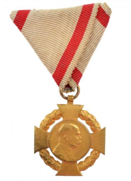 1908. 'Katonai Jubileumi Kereszt' Br kitüntetés eredeti mellszalaggal T:2 Hungary 1908. 'Diamond Jubilee Cross for the Armed Forces' Br decoration with original ribbon C:XF NMK 269.