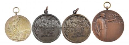 ~1930-1940. 'Matolay Elek 1836-1883 / MOTESZ (Magyarországi Testedző Egyesületek Szövetsége) ifjúsági versenyérme' Zn díjérem 'LUDVIG' gyártói jelzéssel (2xklf) (37mm) + 2db klf díjérem, egyik 'B.M. IT' gravírozással (33mm, 40mm)