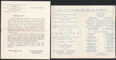 1913 Ujvidéki Repülőnapok meghívó, műsor, 3 db nyomtatvány