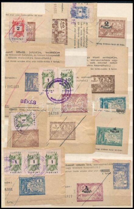 cca 1920 Egy berakólapnyi díjjegyes marhalevél kivágás