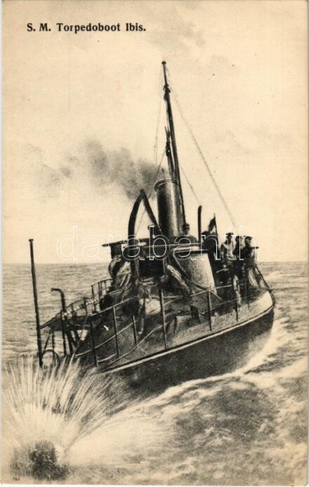 SMS IBIS osztrák-magyar haditengerészet Schichau-osztályú torpedónaszádja (később SM Tb 40) / K.u.K. Kriegsmarine SM Torpedoboot Ibis / Austro-Hungarian Navy SMS IBIS Schichau-class torpedo boat (later Sm Tb 40). G. Fano, Pola, 1908-09.