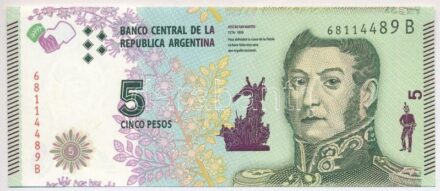 Argentína DN (2015) 5P '68114489 B' T:I- Argentina ND (2015) 5 Pesos '68114489 B' C:AU Krause P#359