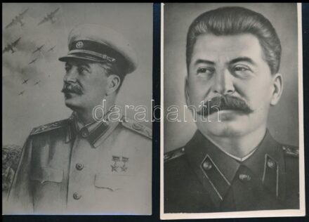 cca 1950 Vegyes tétel Sztálinról, képeslap, fotó, nyomtatvány, 4 db