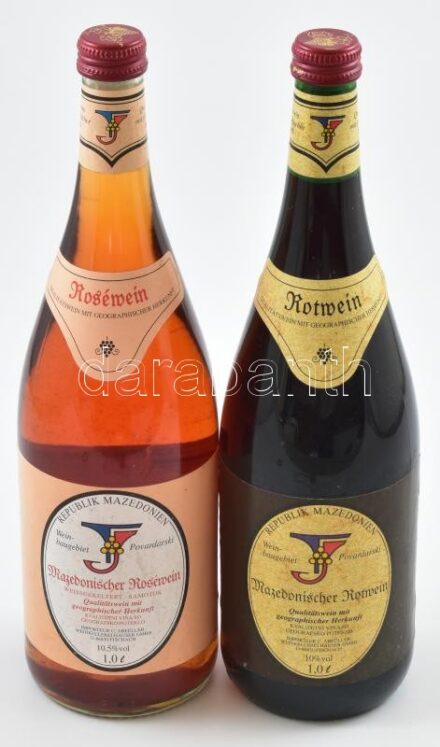 2 üveg Macedon bor (Rotwein, Roséwein) 1l