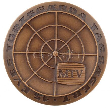 DN 'MTV - 25 éves Törzsgárda tagságért' egyoldalas bronz plakett műanyag tokban (70mm) T:1-