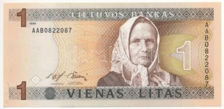 Litvánia 1994. 1L 'AAB0822087' T:I Lithuania 1994. 1 Litas 'AAB0822087' C:UNC Krause P#53