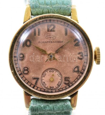 IWC Schaffhausen 14K arany női karóra, kézi felhúzós szerkezettel, működik, Hirsch bőr szíjjal, d: 20mm
