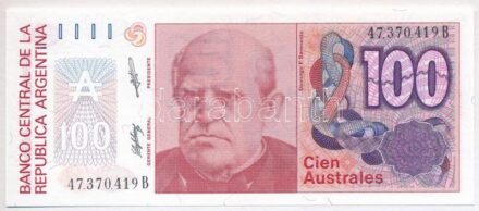 Argentína DN (1987-1989) 100A '47.370.419B' T:I- Argentina ND (1987-1989) 100 Australes '47.370.419B' C:AU Krause P#327