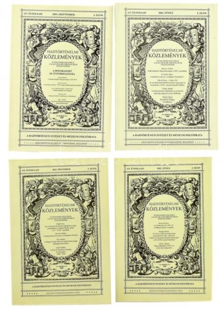 Hadtörténelmi Közlemények 4 db száma: 115. évf. 2., 4. sz., 117. évf. 2-3. sz. Bp., 2002-2004, Hadtörténeti Intézet és Múzeum. Kiadói papírkötés.