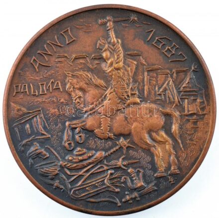 Lugossy László (1944-) 1987. 'Keszthelyi Éremgyűjtő Csoport / Anno 1687 - Palota' bronz emlékérem (50mm) T:1,1-