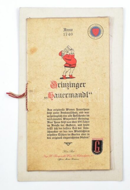 Grinzinger Hauermandl étterem étel- és itallapja / Menu card