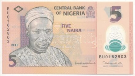 Nigéria 2011. 5N 'BU 0182803' T:I Nigeria 2011. 5 Naira 'BU 0182803' C:UNC Krause P#38c