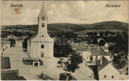 1917 Szarvkő, Hornstein; Fő tér, templom / Hauptplatz, Kirche / main square, church (fl)