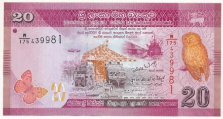Srí Lanka 2010. 20R 'W/175 439981' T:I- hullámos papír Sri Lanka 2010. 20 Rupees 'W/175 439981' C:AU wavy paper Krause P#123a