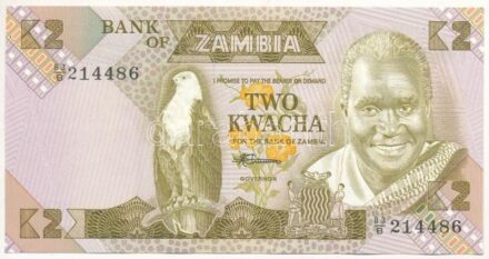 Zambia DN (1980-1988) 2K '83/B 214486' T:I Zambia ND (1980-1988) 2 Kwacha '83/B 214486' C:UNC Krause P#24