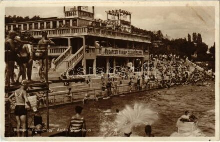 Budapest III. Csillaghegy, Árpád strandfürdő, 'a Budapesti Hírlap hirdetései eredményre vezetnek' reklám (EK)