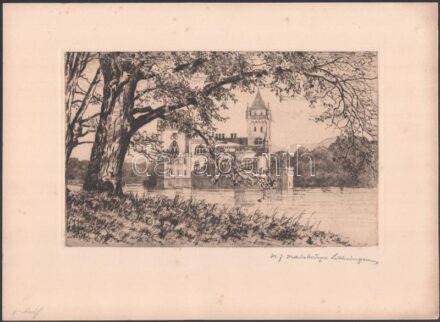 Erzherzog Heinrich Ferdinand von Habsburg-Lothringen (1878-1969): Anif (Salzburg). Rézkarc, papír, jelzett, 15x24cm (Foltokkal)