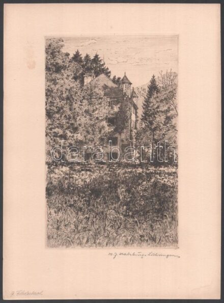 Erzherzog Heinrich Ferdinand von Habsburg-Lothringen (1878-1969): Flederbach (Salzburg). Rézkarc, papír, jelzett, 24x15cm (Foltokkal)