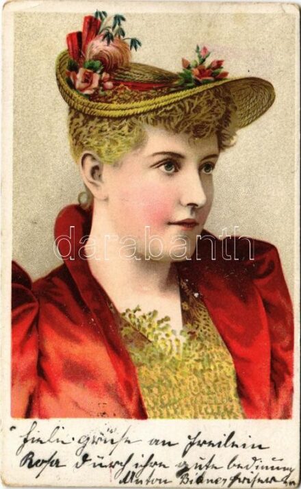 Lady art postcard. litho (EK)