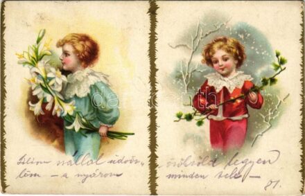 Children art postcard. litho (EK)