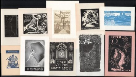 Vegyes Ex Libris tétel (Vigh Jutka mesekönyve, Dr. Lustig István, Paris, Galambos Ferenc, 1937 BUÉK, Kass János, judaika) Vegyes technika, vegyes méret.
