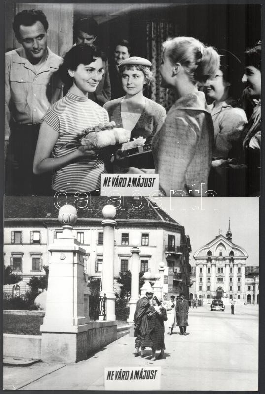 cca 1957 ,,Ne várd a májust' című jugoszláv film jelenetei és szereplői, 13 db vintage produkciós filmfotó, ezüst zselatinos fotópapíron, 18x24 cm - Image 3