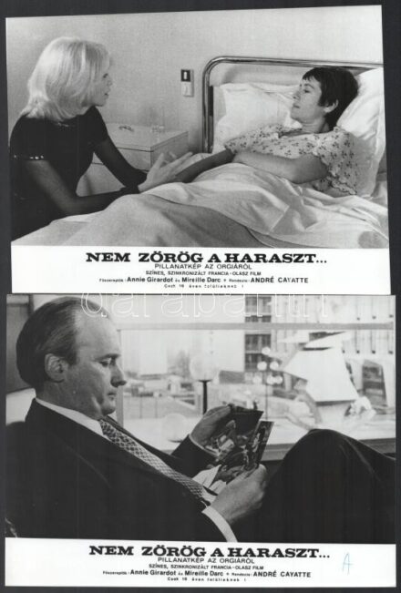 1973 ,,Nem zörög a haraszt - pillanatkép az orgiáról' című francia-olasz film jelenetei és szereplői (köztük Annie Girardot, Mireille Darc), 13 db vintage produkciós filmfotó, ezüst zselatinos fotópapíron, 18x24 cm