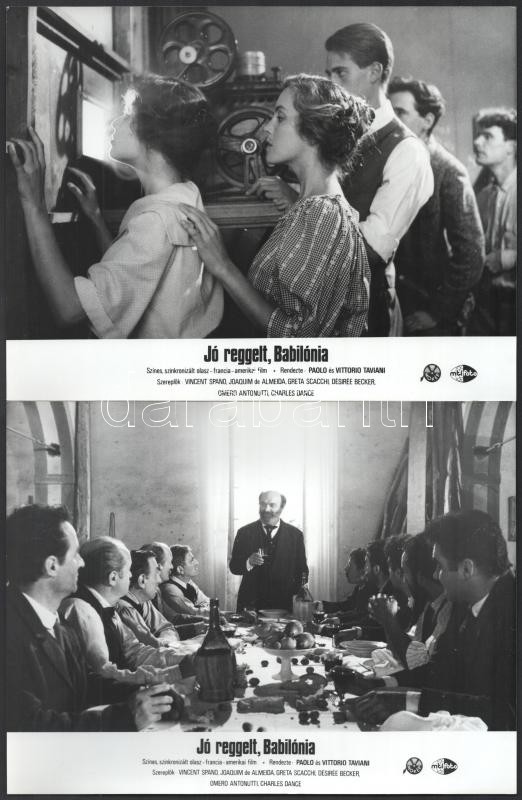 1987 ,,Jó reggelt, Babilónia' című olasz - francia - amerikai film jelenetei és szereplői, 9 db vintage produkciós filmfotó, ezüst zselatinos fotópapíron, 18x24 cm - Image 2