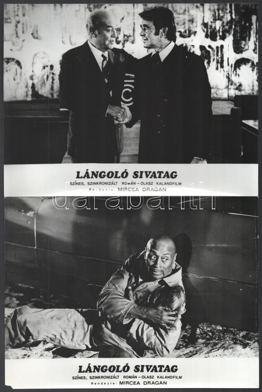 1976 ,,Lángoló sivatag' című román - olasz film jelenetei és szereplői, 9 db vintage produkciós filmfotó, ezüst zselatinos fotópapíron, 18x24 cm