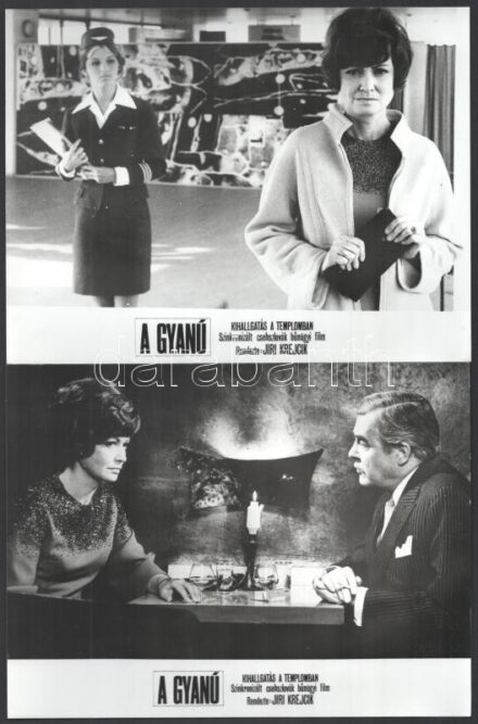 cca 1985 előtt, ,,A gyanú' című csehszlovák bűnügyi film jelenetei és szereplői, 9 db vintage produkciós filmfotó, ezüst zselatinos fotópapíron, 18x24 cm