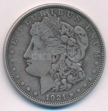 Amerikai Egyesült Államok 1921D 1$ Ag 'Morgan' T:2- patina, kis ph USA 1921D 1 Dollar Ag 'Morgan' C:VF patina, small edge error Krause KM#110