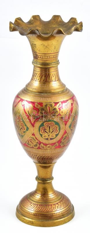 Réz váza, kopásnyomokkal, m: 35 cm