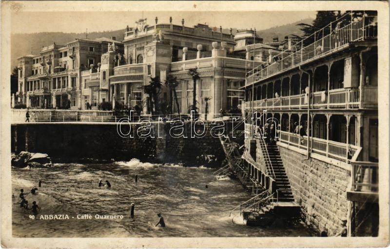 Abbazia, Opatija; Caffé Quarnero / café, beach, bathers (fl)