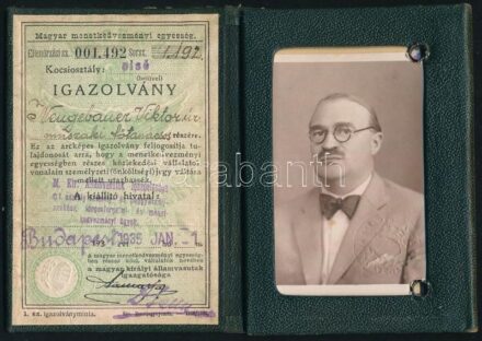 1935 Fényképes MÁV igazolvány Neugebauer Viktor műszaki főtanácsos részére
