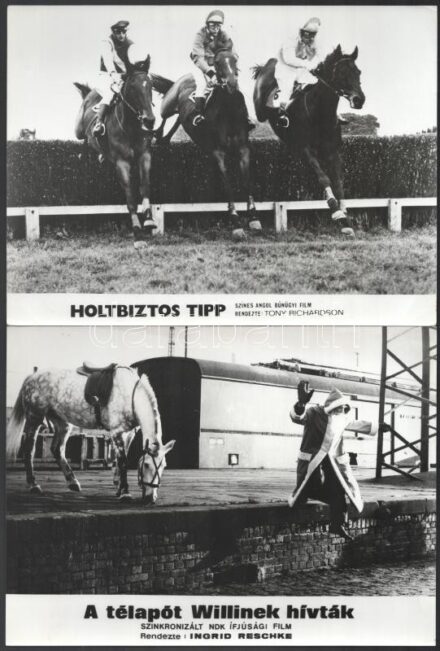 Lovak különféle külföldi filmekben, 8 db vintage produkciós filmfotó, ezüst zselatinos fotópapíron, kisebb - a használatból eredő - hibákkal, 18x24 cm, vagy ehhez közeli méretekben (+ - 9 mm)