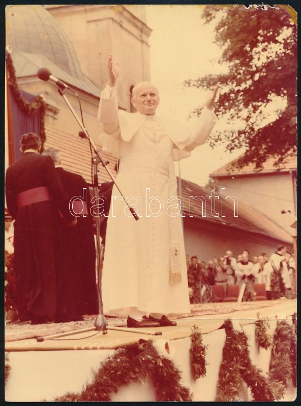 cca 1991 II. János Pál pápát ábrázoló privát fotó, 18x13 cm