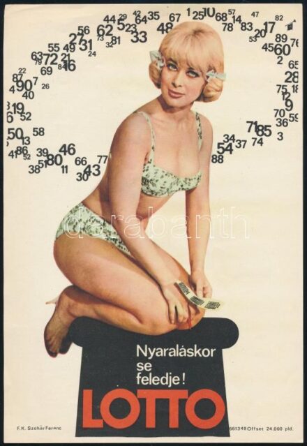 1966 'Nyaraláskor se feledje!', Lottó villamosplakát, 24x16 cm