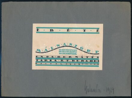 Galambos Margit (?-?): ÉBÉTÉ málnaszörp, Engl Bernát és Társa R.t, Budapest. Art deco italcímke terv, 1924. Tempera, ceruza, papír, papírra kasírozva. Jelzett. 10x15 cm.