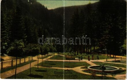 1908 Körmöcbánya, Kremnitz, Kremnica; Zólyomvölgy, sétatér a Vadászkürt szálloda előtt. Ritter Lipót J. kiadása / valley, hotel promenade (fa)
