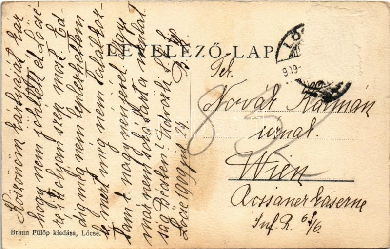 1909 Lőcse, Levoca; Körtér részlet, Szepes vármegyei közig. könyvnyomda, Braun Fülöp üzlete és saját kiadása / street view, publishing house, publisher's shop (Rb) - Image 2