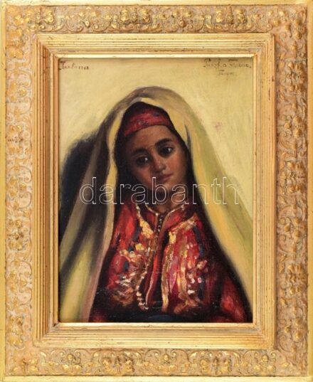 Paczka Ferenc (1856-1925): Fatima. Olaj, karton. Jelzett. Dekroatív fakeretben. 23x17,5 cm.